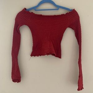 Free People Textured Long Sleeve Crop